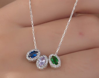 Familien-Geburtsstein-Halskette, Geburtsstein-Schmuck, Geburtsstein-Halskette für Mama, Mutter-Geschenk-Schmuck, Geschenk für Sie, bestes Muttertagsgeschenk