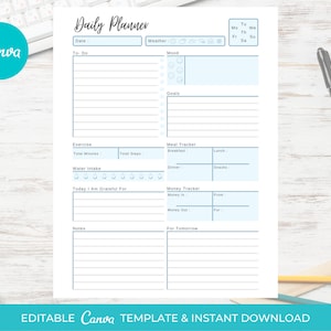 Daily Planner, Customizable Canva Template