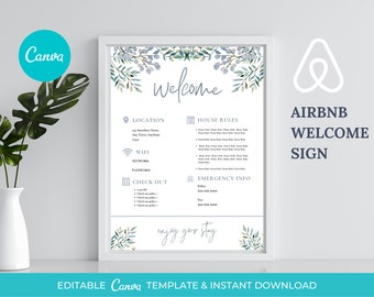 Airbnb Welcome Sign Template | Welcome Guide AirBnB | Airbnb Rental Check Out Instruction Sign |House Rules | Airbnb Welcome Page | Airbnb