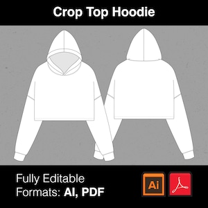 Puede incluir: Una sudadera con capucha blanca de corte corto con cordón de ajuste. La sudadera es totalmente editable en formatos AI y PDF.