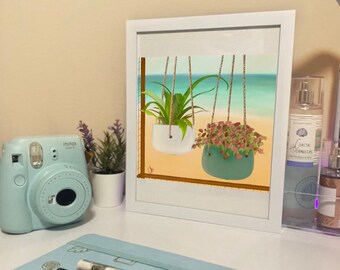 Hanging plants digital illustration | digital artwork | wall decor | room decor | wall hanging | wall art | prints | framed art