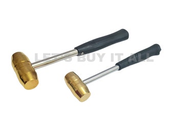 Brass Hammer Premium Set of 2 - 1lb & 2lb -  Brass Mallet | To Use With Disc Cutters, Stamping Dies, Dapping Doming, Impression Dies