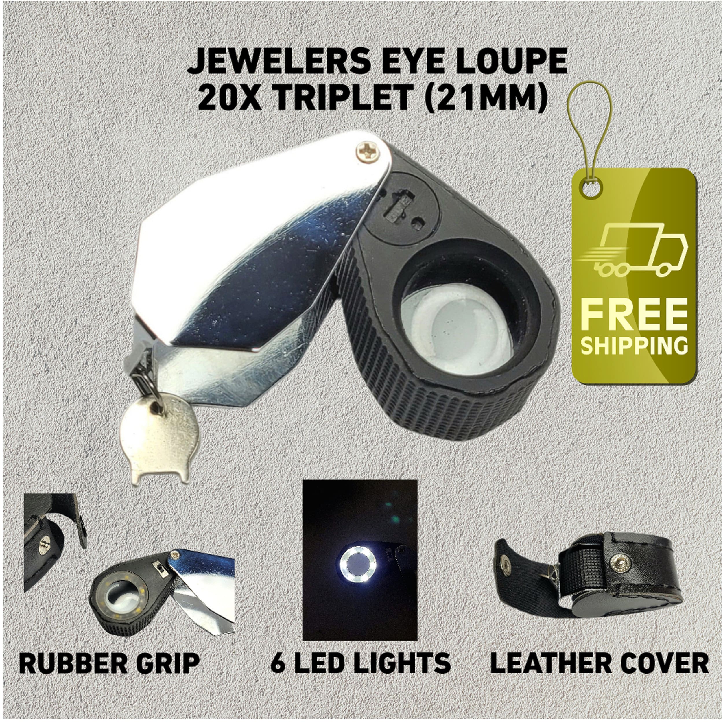 40x 25mm Glass Magnifying Magnifier Jeweler Eye Jewelry Loupe Loop Led  Light Black.free Shipping in US 