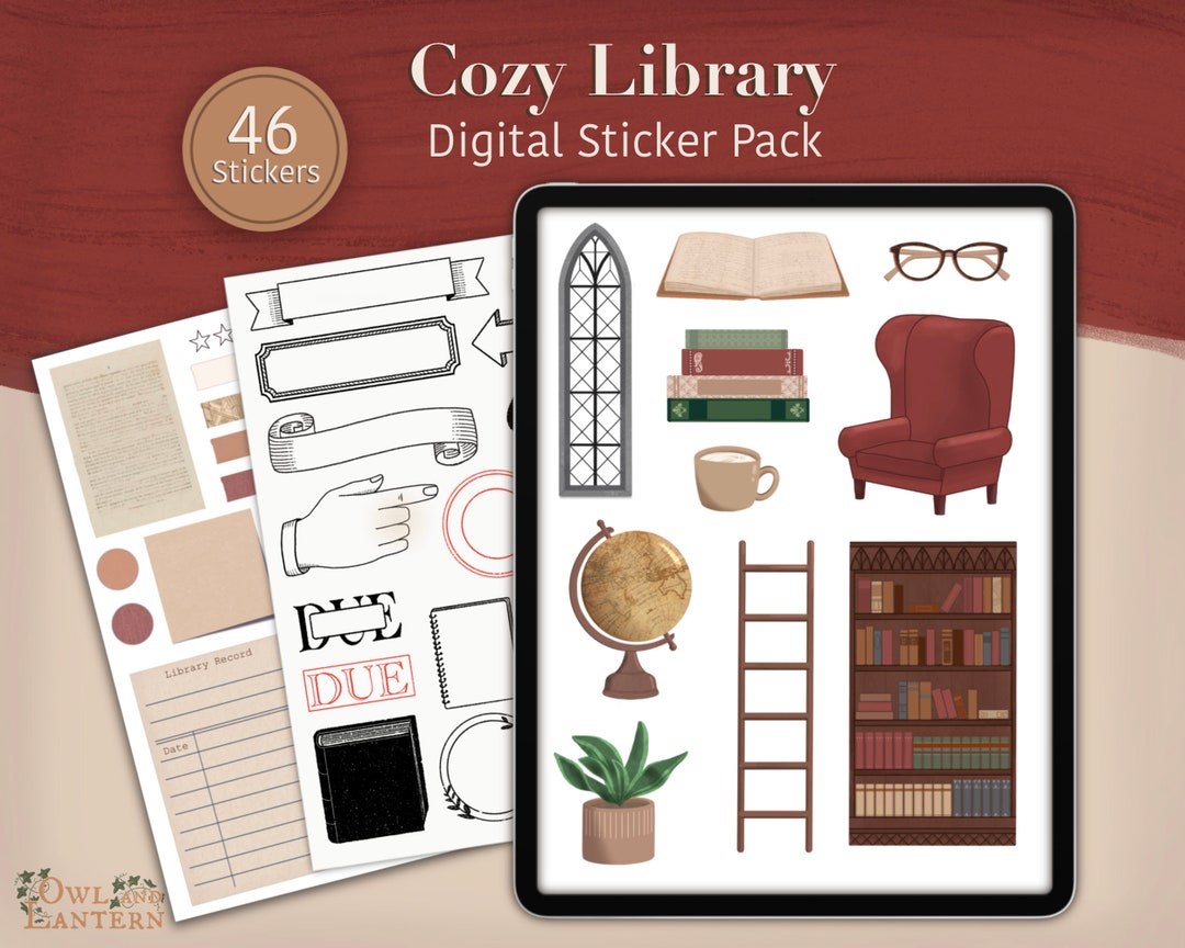 Cozy Library Digital Sticker Pack | Book Lover Pngs for Goodnotes ...