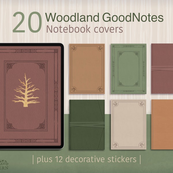 Couvertures de carnets numériques Woodland | Couvertures numériques forestières pour GoodNotes