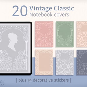Vintage Classic Notebook Covers | Literature Inspired PNG Digital Covers for GoodNotes & Digital Planners