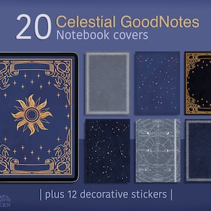 Stargazer | Celestial Digital Notebook Covers in PNG for GoodNotes & Digital Planners