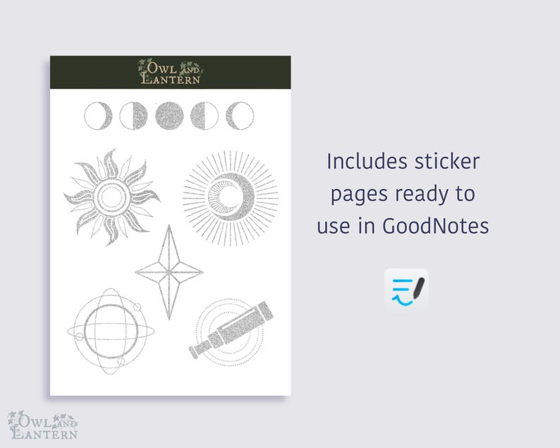 Stargazer | Celestial Digital Notebook Covers in PNG for GoodNotes & Digital Planners image 8
