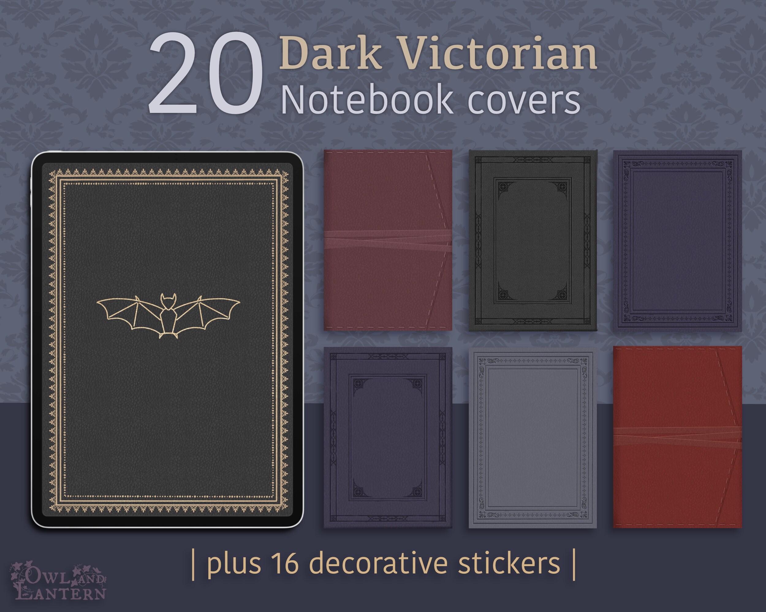 Dark Victorian Notebook Covers Gothic Digital Covers for Etsy