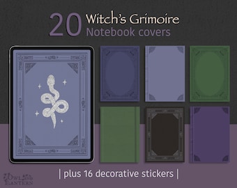Grimoire Notebook Covers | Witchy Digital PNG Covers for GoodNotes & Digital Planners