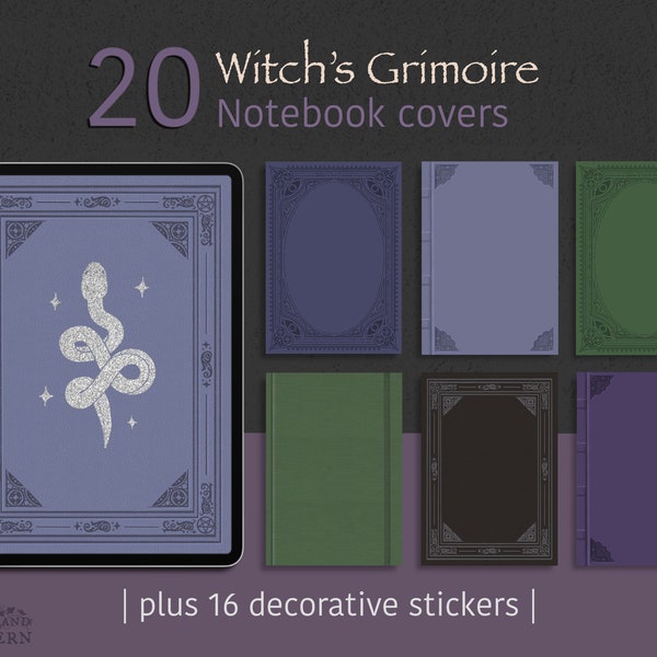 Grimoire Notizbuch Hülle | Witchy digitale Abdeckung für GoodNotes, Notability