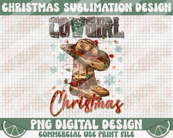 Cowgirl Christmas Png, Western Christmas Png, Retro Christmas Png, Christmas Png, Country Girl Png, Christmas Sublimation Design
