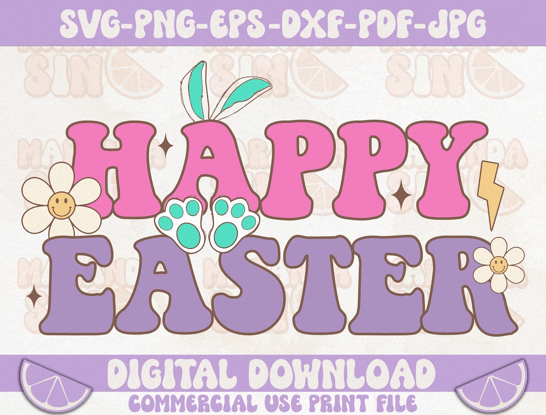 Easter SVG, Happy Easter Svg, Cute Easter Svg, Retro Easter Svg, Easter