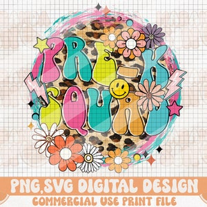 Pre-K Squad PNG SVG, Back To School Png Svg, Retro Groovy Kindergarten, Flower, Smile Face, First Day Of School, Sublimation Designs