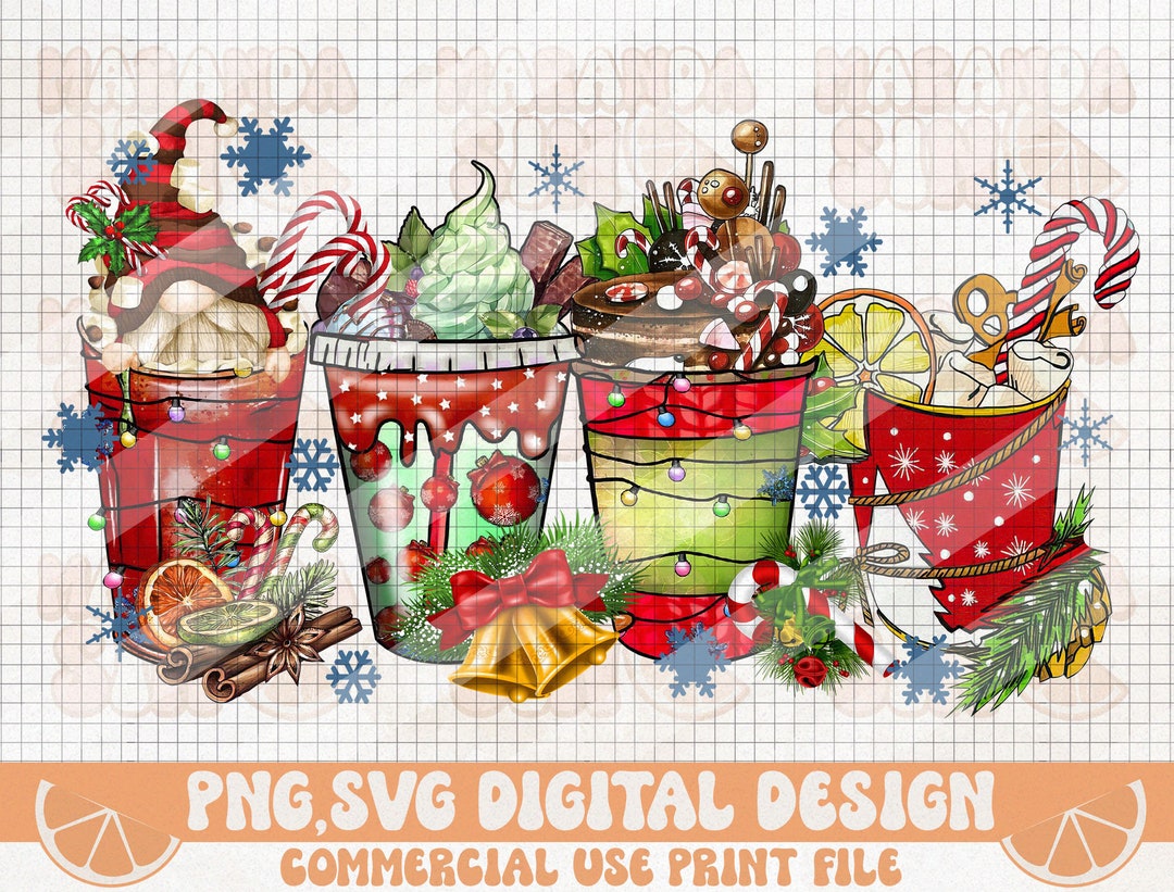 Christmas Coffee Drink PNG SVG Christmas Sublimation Designs - Etsy