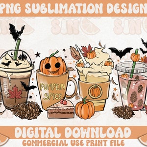 Fall Coffee Drink Png, Orange Pumpkin Latte Png, Fall Halloween Latte, Cute Halloween Iced Coffee Pumpkin Spice, Coffee Sublimation Design