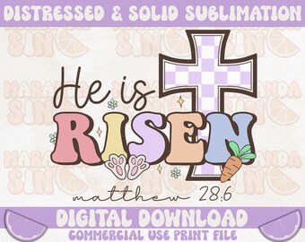 He is Risen PNG, Christian Png, Bible Verse Png, Retro Easter Png, Jesus DTF Transfers, Easter Sublimation Digital Design Download
