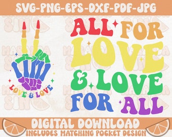 Pride Ally SVG: All For Love Design, LGBTQ Schnittdatei (Digitaler Download)
