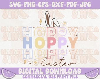 Feliz Pascua SVG PNG PDF, Retro Pascua Svg, Conejito de Pascua Svg, Camisa de Pascua Svg, Niños Pascua Svg, Pascua Svg, Archivo de corte para Cricut, Silueta