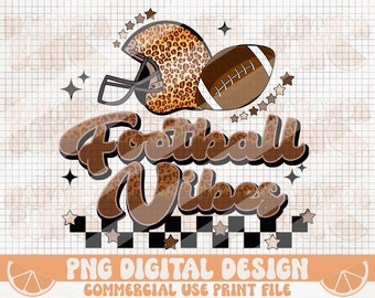 Retro Leopard Football Vibes PNG: Game Day Sublimation Design (Digital Download)