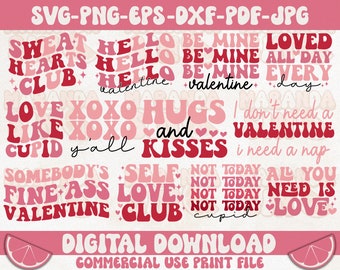 Retro Valentine SVG Bundle: Shirt Designs, Cut Files (Digital Download)