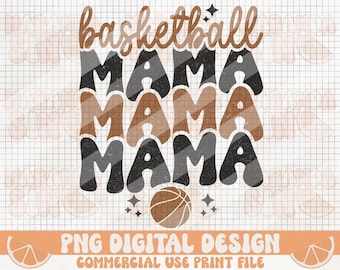 Retro Basketball Mama PNG: Sublimeringsdesign (digital nedladdning)