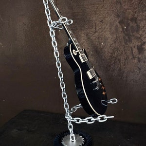 Heavy Duty Guitar Stand - Industrial Metal Guitar Display for Electric or Acoustic, Rockstar Decor