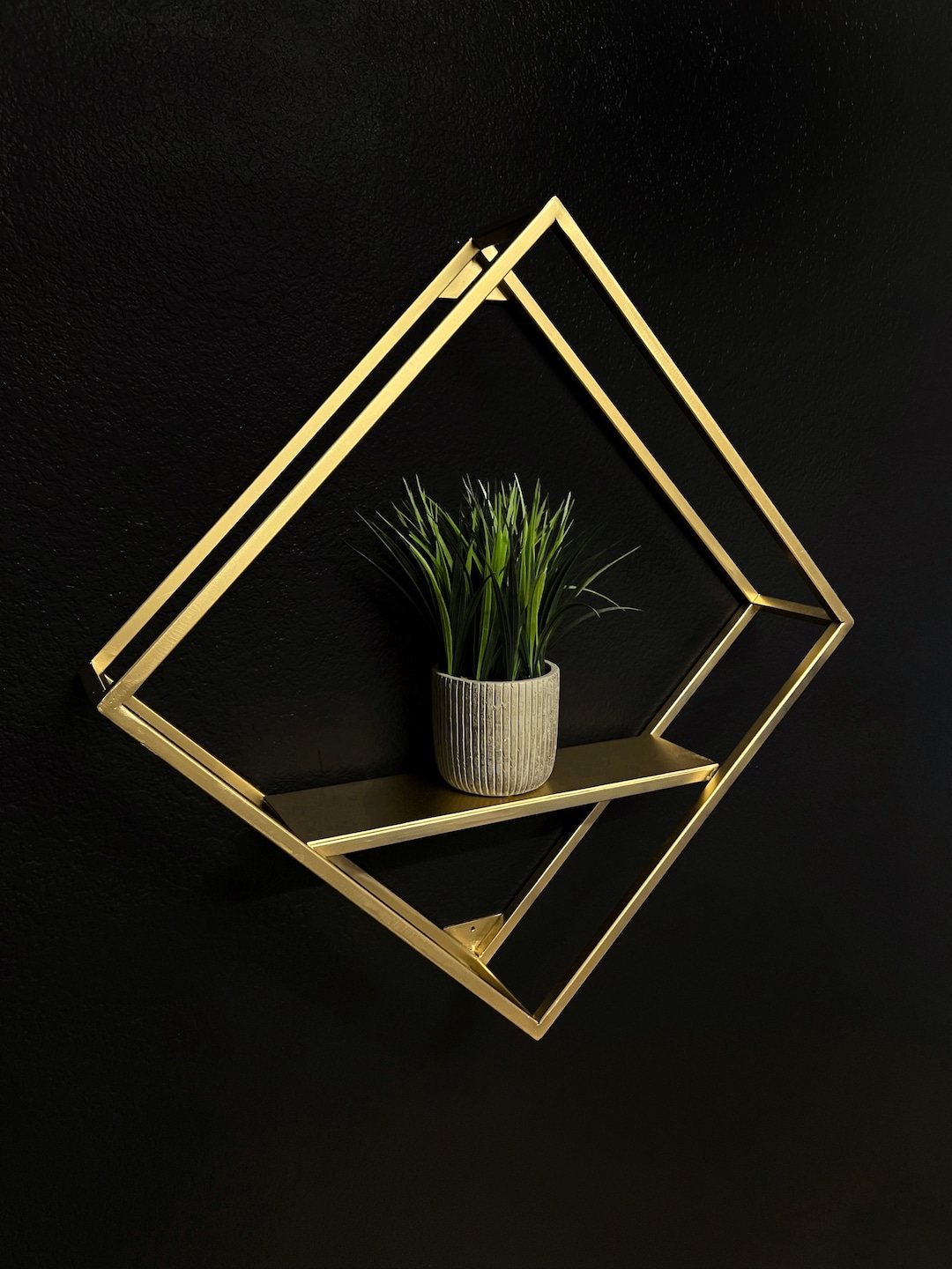 Photo inspiration: Gallery Detail: Luxe Diamond Wall Shelf Industrial Metal Decor Modern Floating Shelf