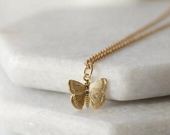 Áine Butterfly Necklace, Dainty Chain, Delicate Necklace, Gold PVD Plating, Gift for her,