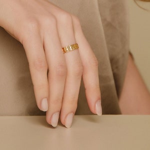 Luna Irregular Design Ring, 925 Sterling Silver, Gold Plated, Adjustable, Gift for Her, Minimal Ring image 2