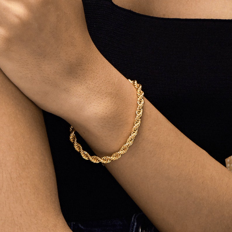 Aphrodite Gold Rope Chain Bracelet, 24k gold plated, chunky bracelet, twist bracelet, layered bracelet image 5