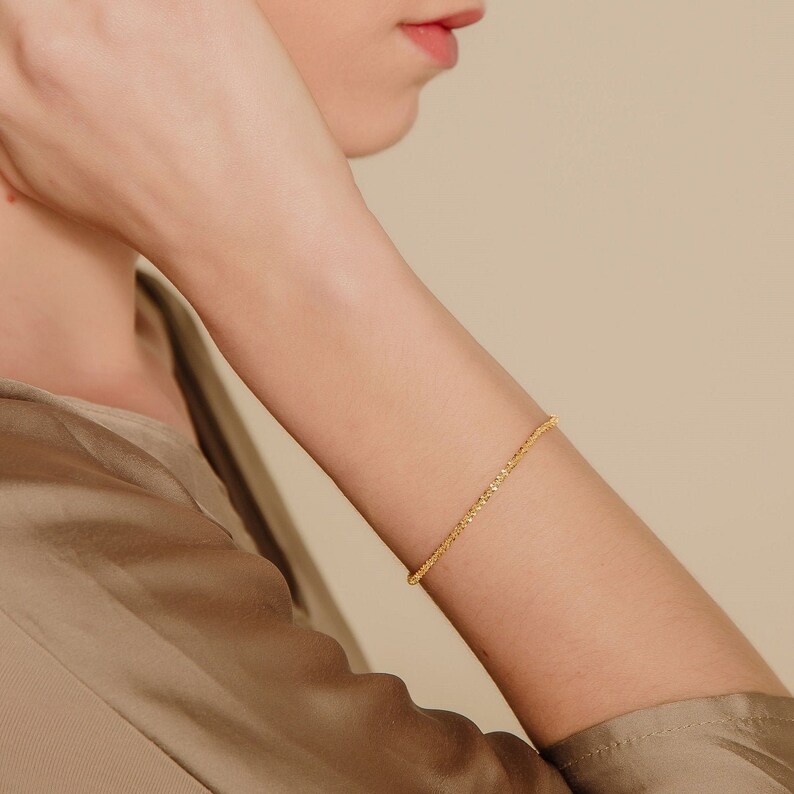 Luna Dainty Bracelet, Gold Plated, 925 Sterling Silver, Gift for Her image 1