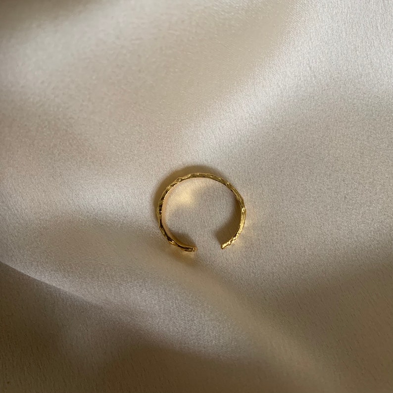 Luna Irregular Design Ring, 925 Sterling Silver, Gold Plated, Adjustable, Gift for Her, Minimal Ring image 7