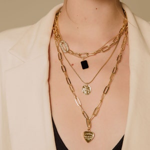 Collier multicouche Skye, collier pièce de monnaie, collier coeur, collier superposé, cadeau pour elle image 2