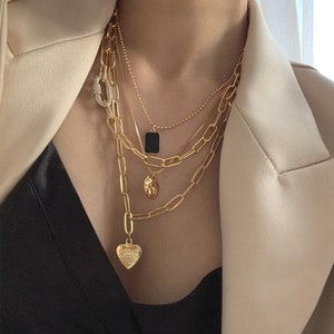 Collier multicouche Skye, collier pièce de monnaie, collier coeur, collier superposé, cadeau pour elle image 8