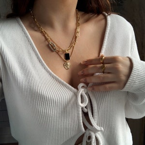 Collier multicouche Skye, collier pièce de monnaie, collier coeur, collier superposé, cadeau pour elle image 5