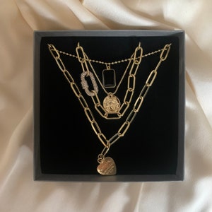Collier multicouche Skye, collier pièce de monnaie, collier coeur, collier superposé, cadeau pour elle image 4