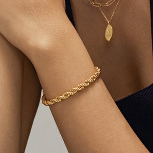 Aphrodite Gold Rope Chain Bracelet, 24k gold plated, chunky bracelet, twist bracelet, layered bracelet image 4