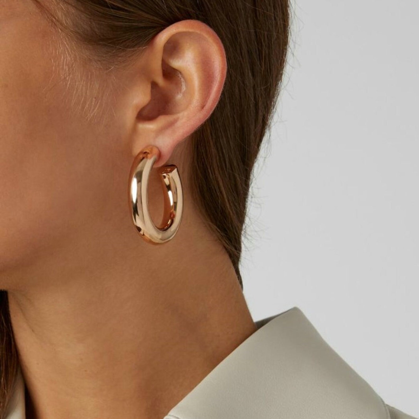 Bahar Chunky Gold Hoop Earrings, Thick Hoop Earrings, Statement Hoops Etsy