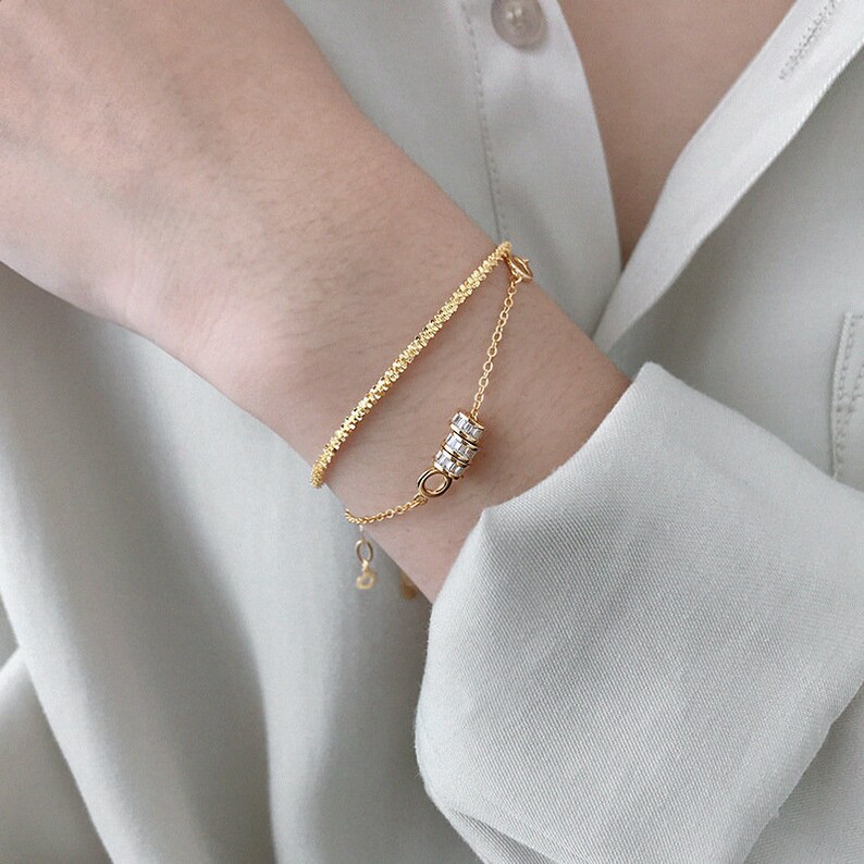 Luna Dainty Bracelet, Gold Plated, 925 Sterling Silver, Gift for Her image 8