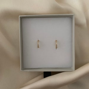 Áine Small Hoop Sparkle Earrings, Dainty, 925 Sterling Silver, Stackable Earrings image 7
