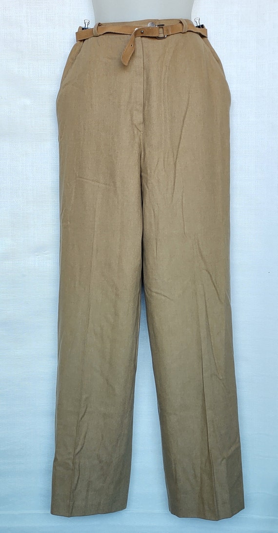 Vintage 70s 80s Beige Brown Tan Wool Satin Lined H