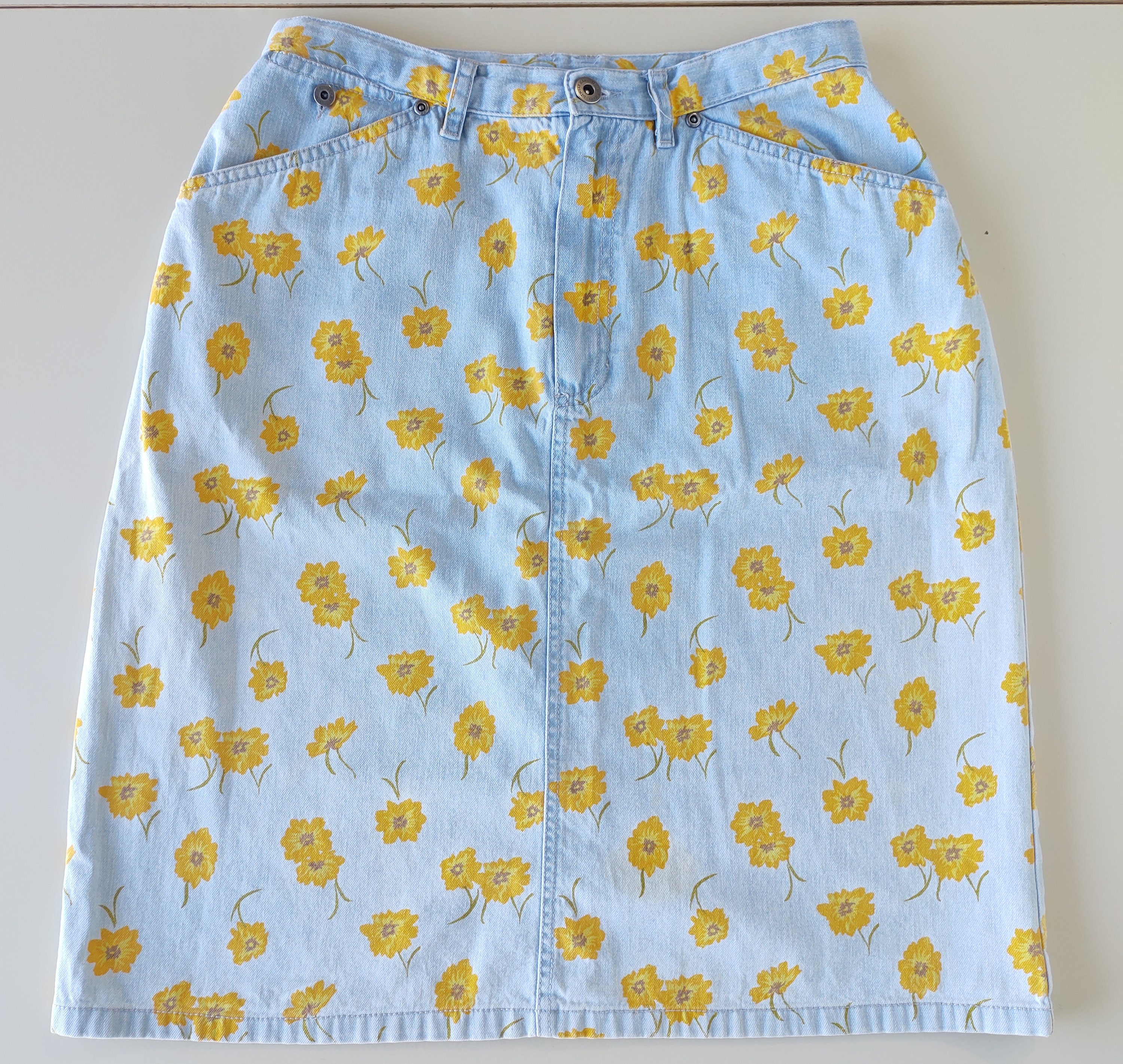Bright yellow denim skirt online