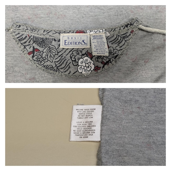 Vintage ~ Basic Editions ~ Medium ~ Gray ~ Floral… - image 7