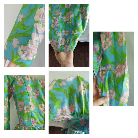 Vintage ~ 50s/60s ~ Pure Shantung Silk ~  Floral … - image 5