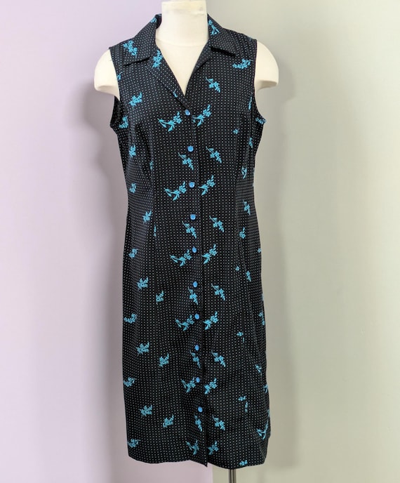 blue dress with black flowers Navy Black Floral A Line Gown 36717