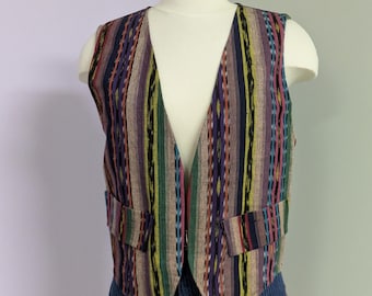 Vintage Open Front Woven Southwestern Vest