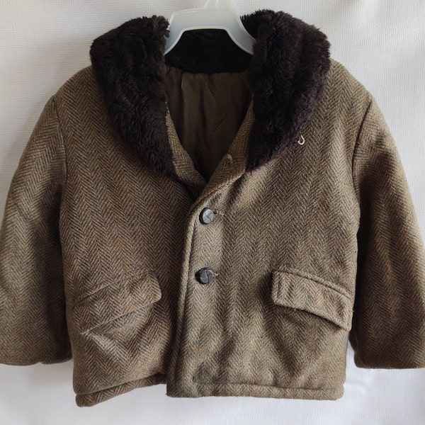 Vintage Toddler 30s 40s 50s 60s Wool Coat Sleigh Bell by Lo-bell Size 4 ***AS-IS***