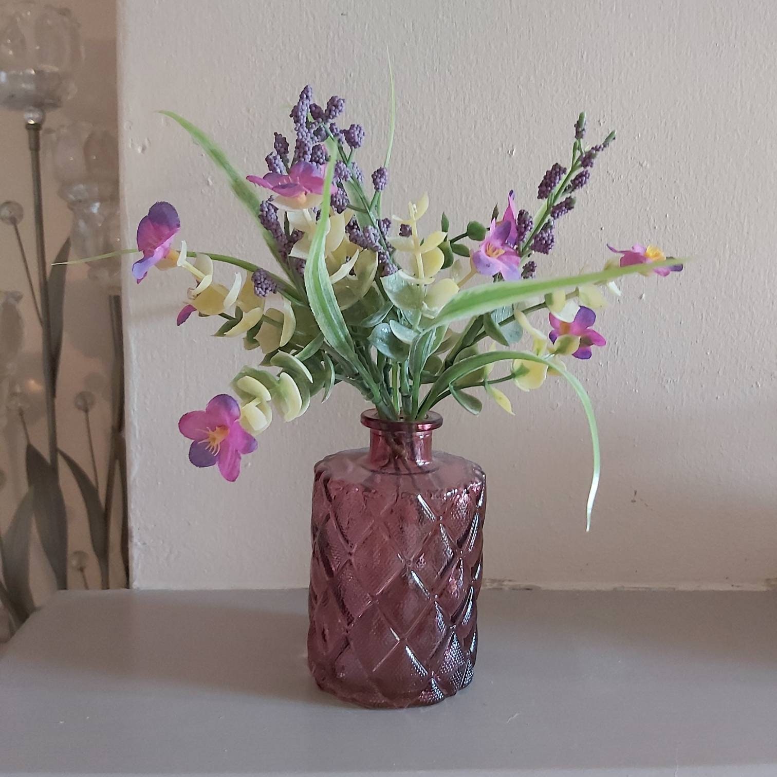 Pretty Pink Bud Vase With Removable Bouquet Etsy UK