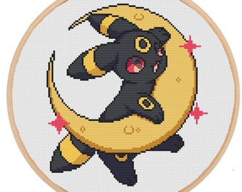 ポケモン クロスステッチ、ブラッキーとエーフィ、イーブイ